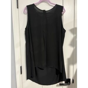 Sleeveless 1/4 Button Blouse Size 2X Black Tacera Hi-Lo Layering Piece Career